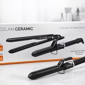 BaBylissPRO Porcelain Ceramic Curling Iron and Flat Iron